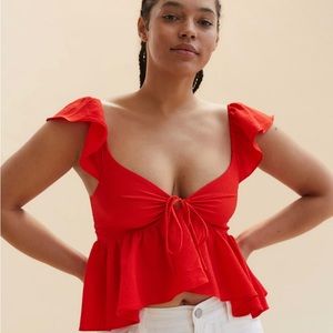 Urban Outfitters Red Babydoll Blouse